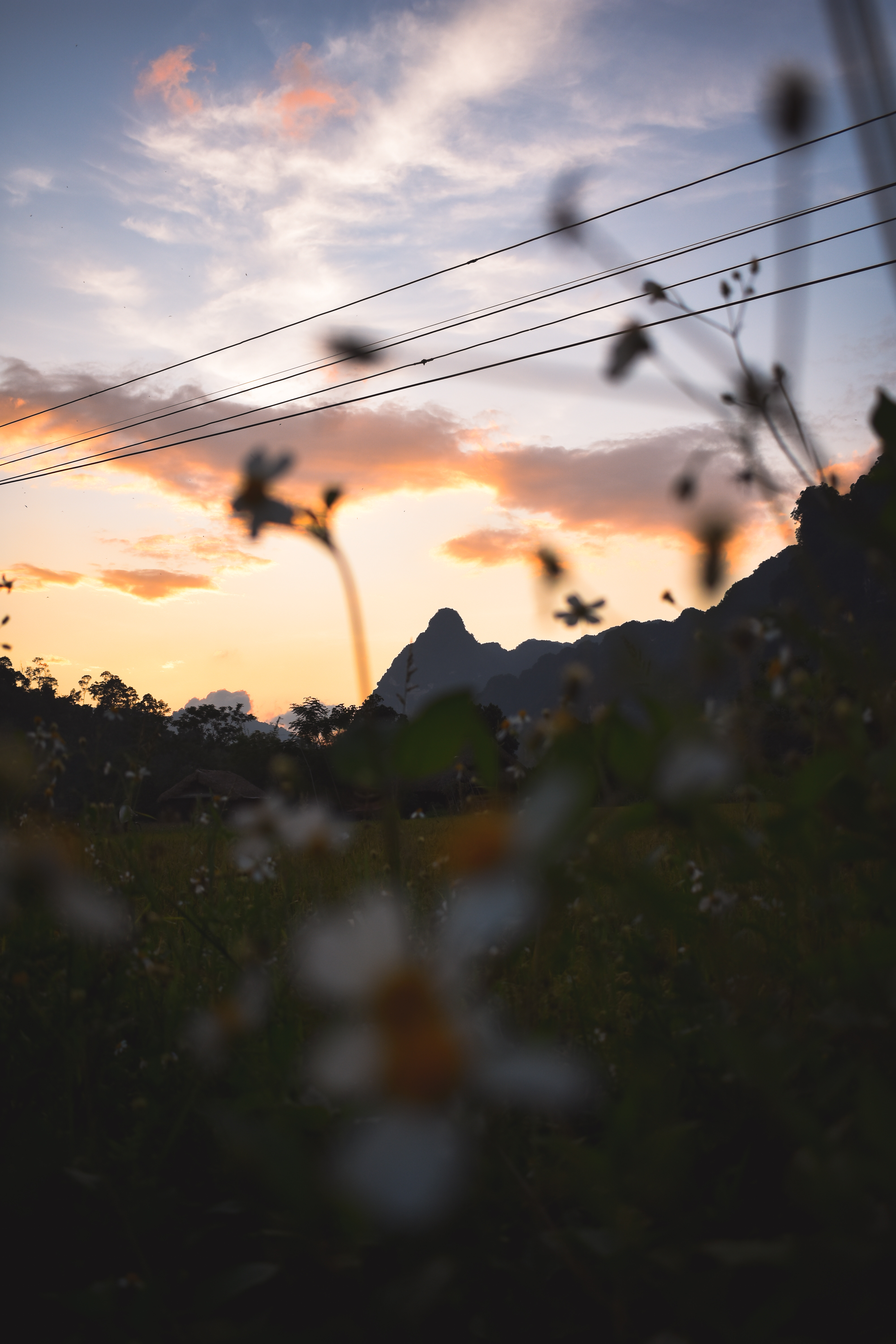 Sunset over the mountains in Tuyên Quang, Vietnam